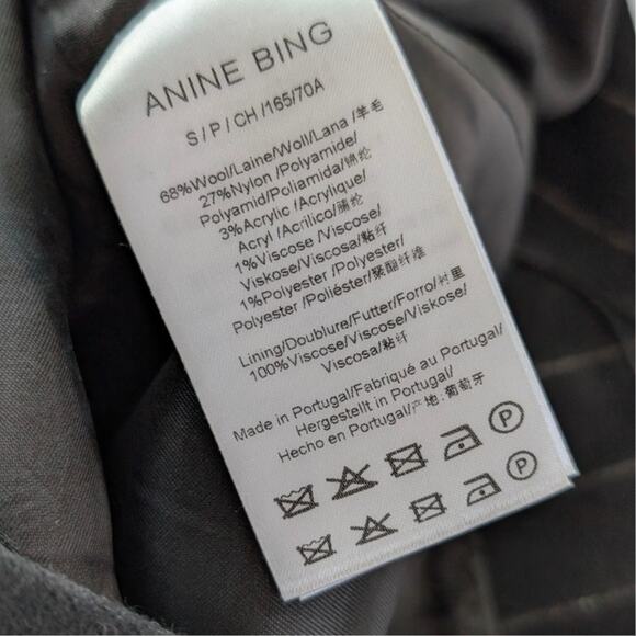 Anine Bing Tierra Wool Straight Mini Skirt - Dark Grey Pinstripe, size S - Picture 7 of 7